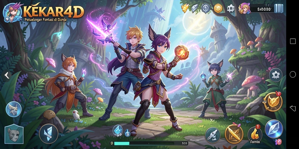 Tampilan vibrant dari gameplay anime yang mendebarkan.
