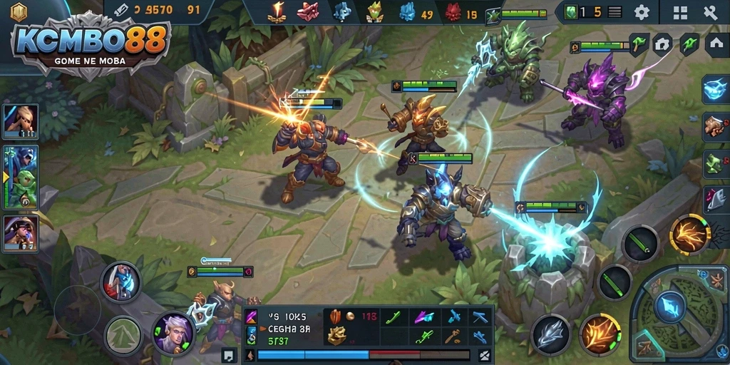 Screenshot gameplay <strong>KOMBO88</strong> yang menunjukkan aksi seru di arena pertempuran.