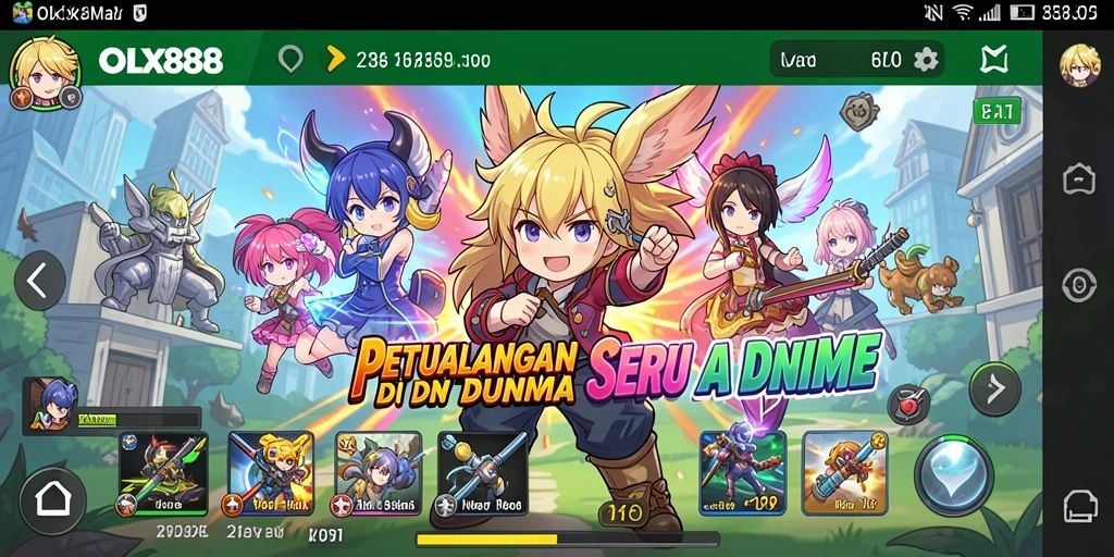 Screenshot utama OLX888 menampilkan aksi seru dalam permainan Anime.