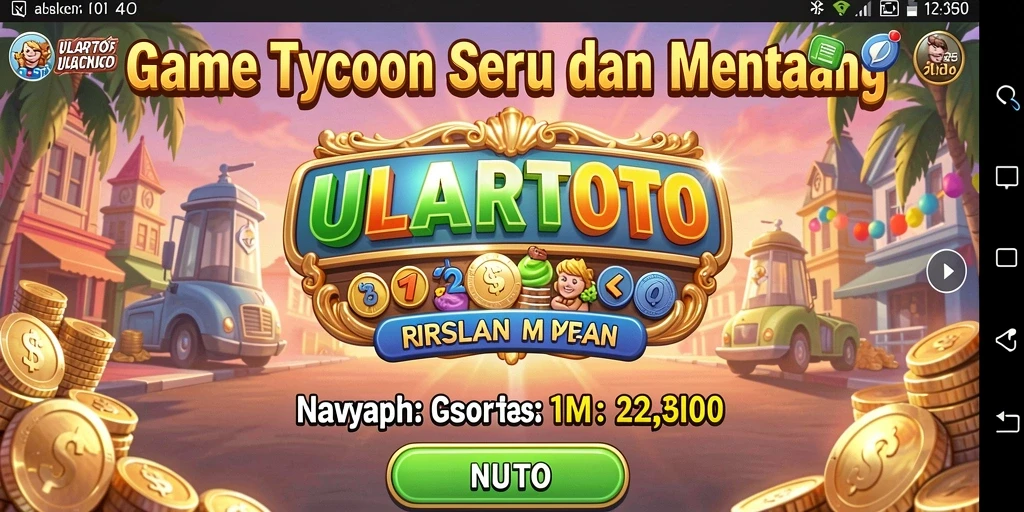 Tampilan gameplay ULARTOTO yang menampilkan aktivitas manajemen usaha.