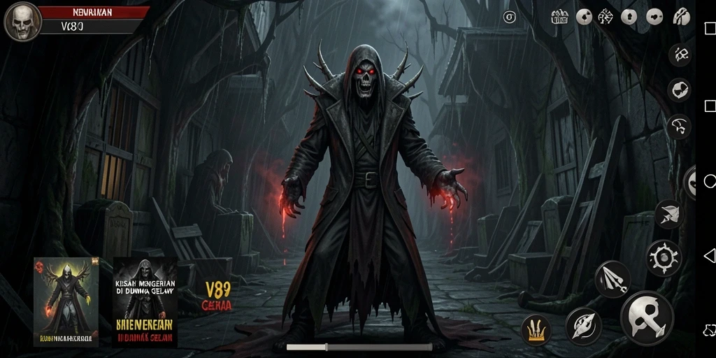 Screenshot gameplay V89 yang menampilkan suasana mencekam dan penuh ketegangan.